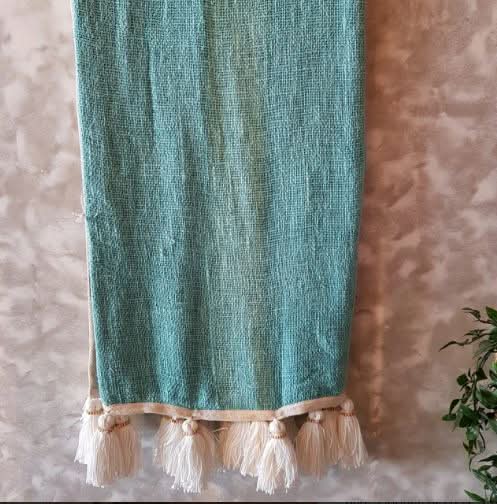 Gorgeous Ocean Blue Throw Blanket With Beaded Tassels - bohemian-beach-house