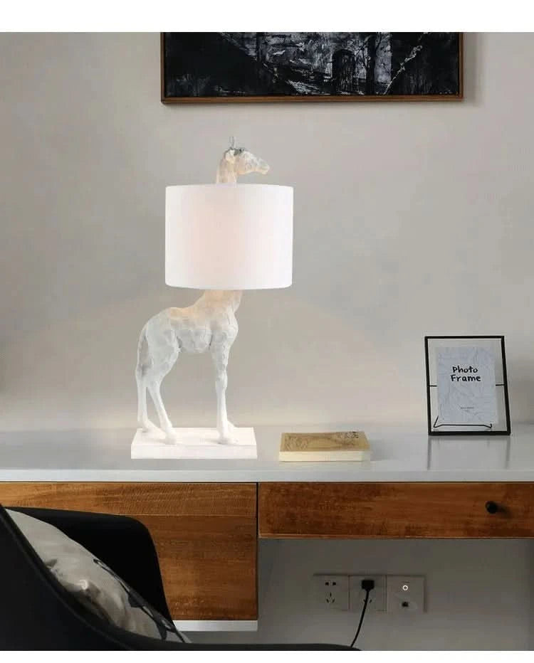 Long Neck Giraffe Side Table Lamp in White