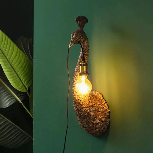 Peacock Wall Lamp in Gold
