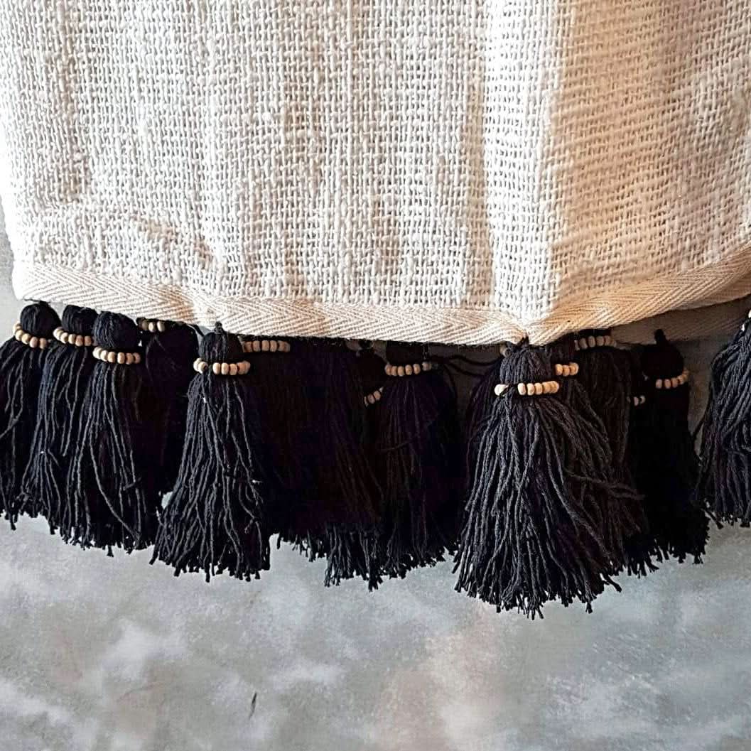 Gorgeous White Throw Blanket With Beaded Tassels - bohemian-beach-house