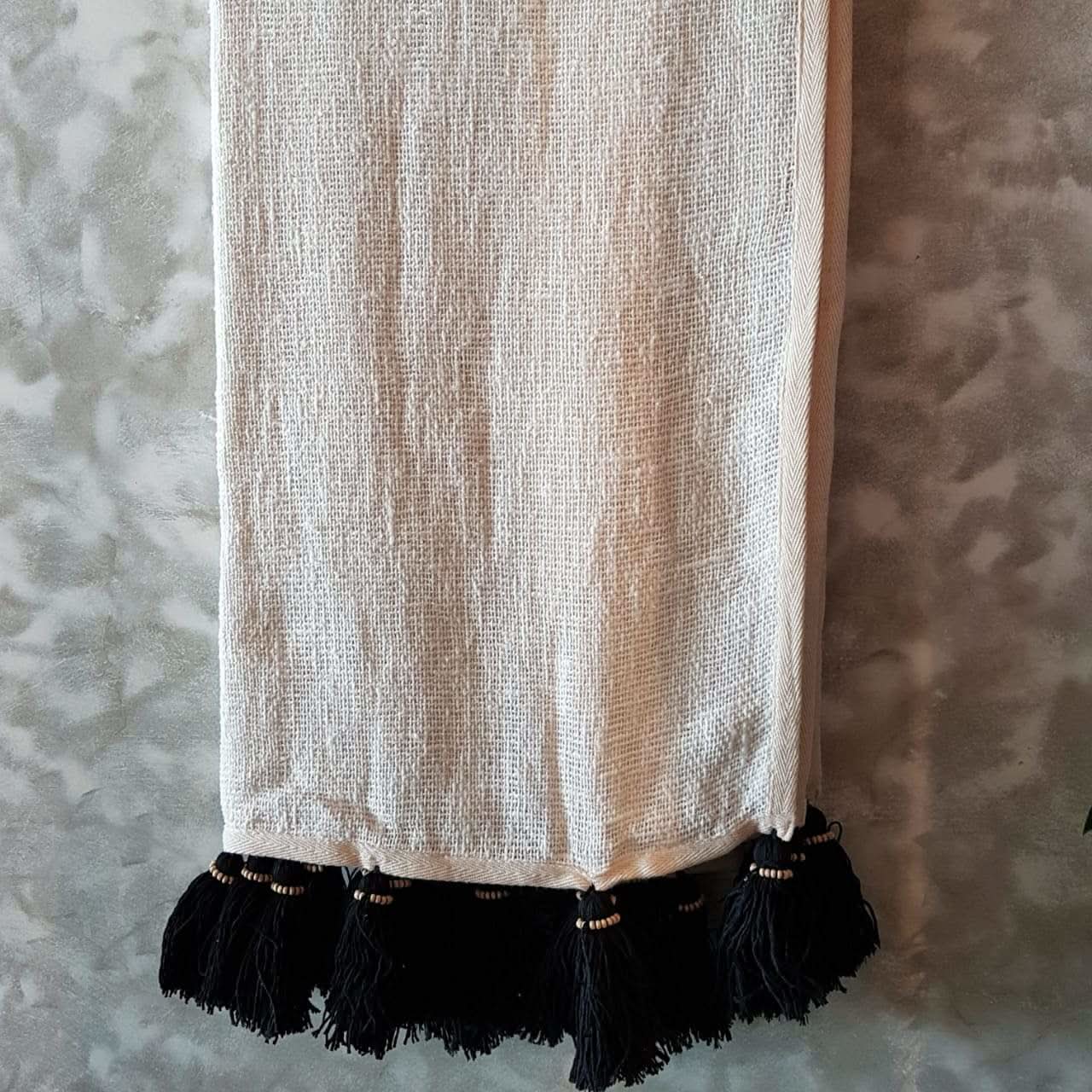 Gorgeous White Throw Blanket With Beaded Tassels - bohemian-beach-house