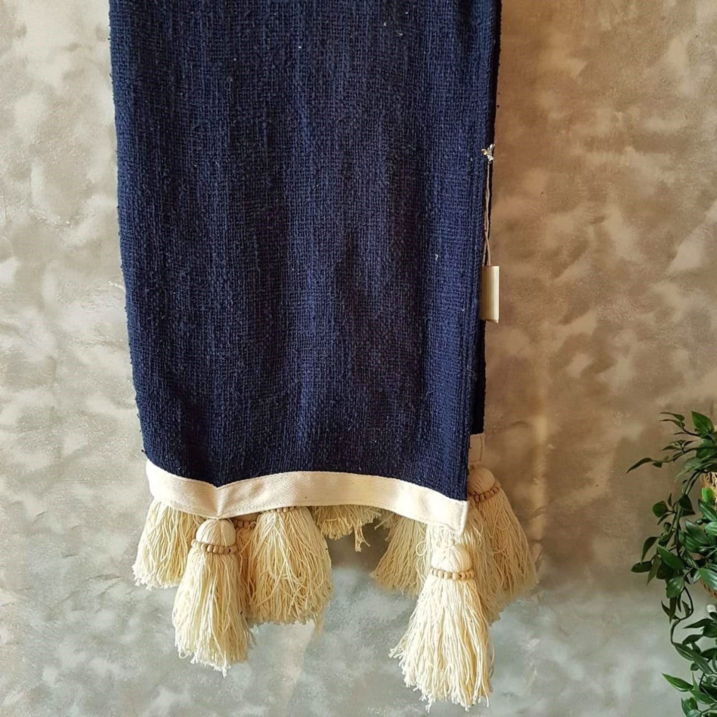 Beautiful Navy Throw Blanket With Tassels