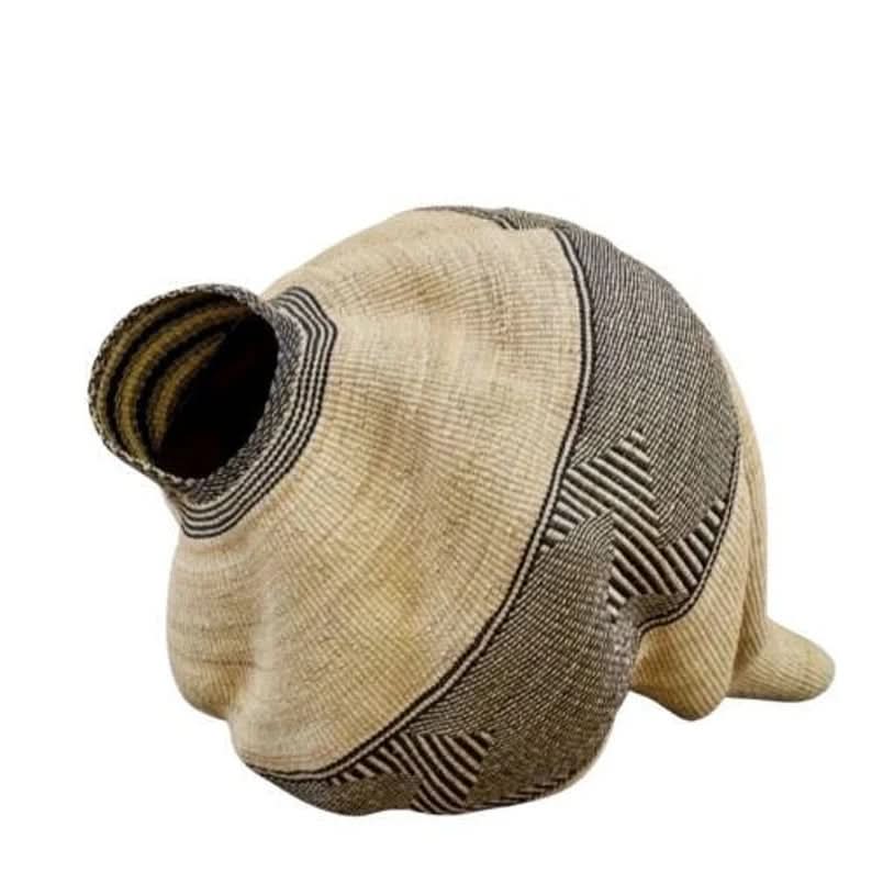 Panier Twisted Ghana " Shell " en naturel et Noir Tribal