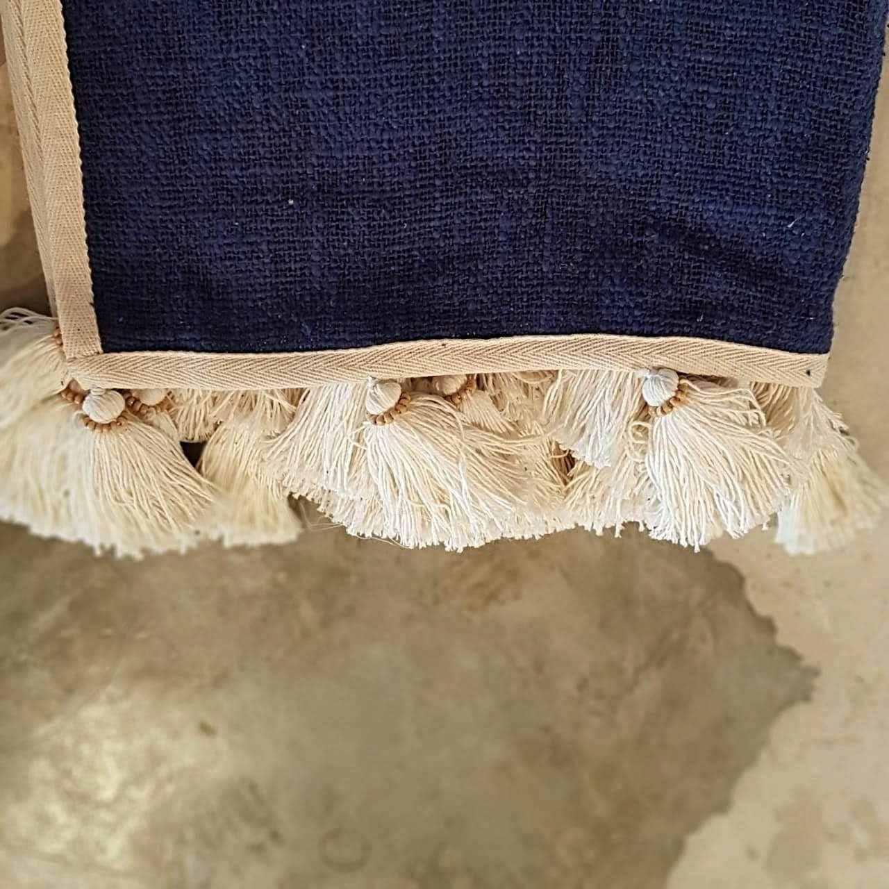 Beautiful Navy Throw Blanket With Tassels