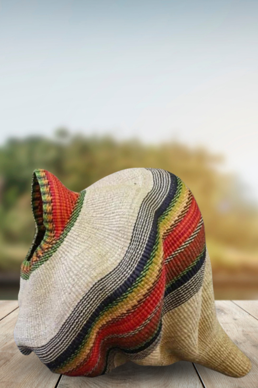 Twisted " Shell " Ghana Basket in Rasta Colors