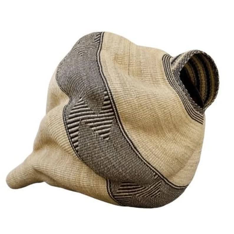 Panier Twisted Ghana " Shell " en naturel et Noir Tribal