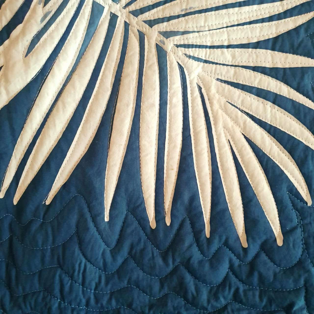 Hand Stitched Tropical Quilt Navy - bohemian-beach-house