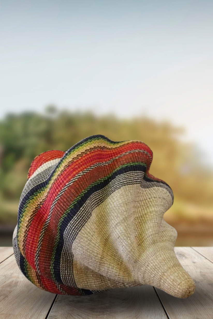 Twisted " Shell " Ghana Basket in Rasta Colors