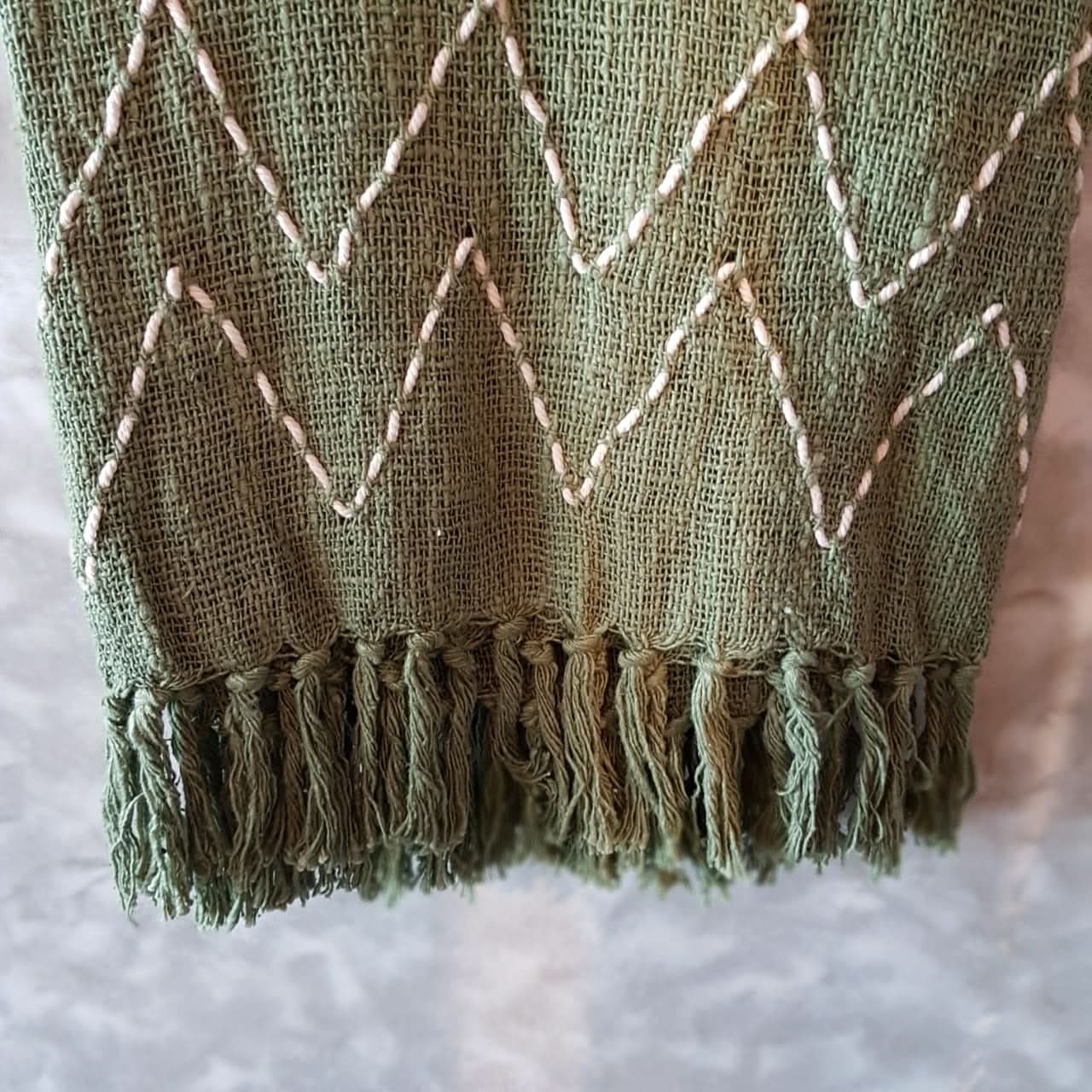 Soft Army Green Hand Stitched Throw Blanket