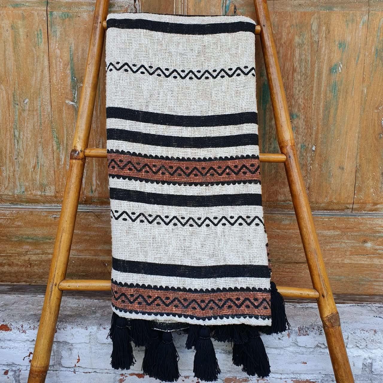 Tribal Throw Blanket With Beaded Tassels - bohemian-beach-house