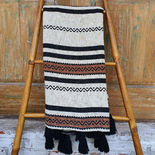 Tribal Throw Blanket With Beaded Tassels - bohemian-beach-house