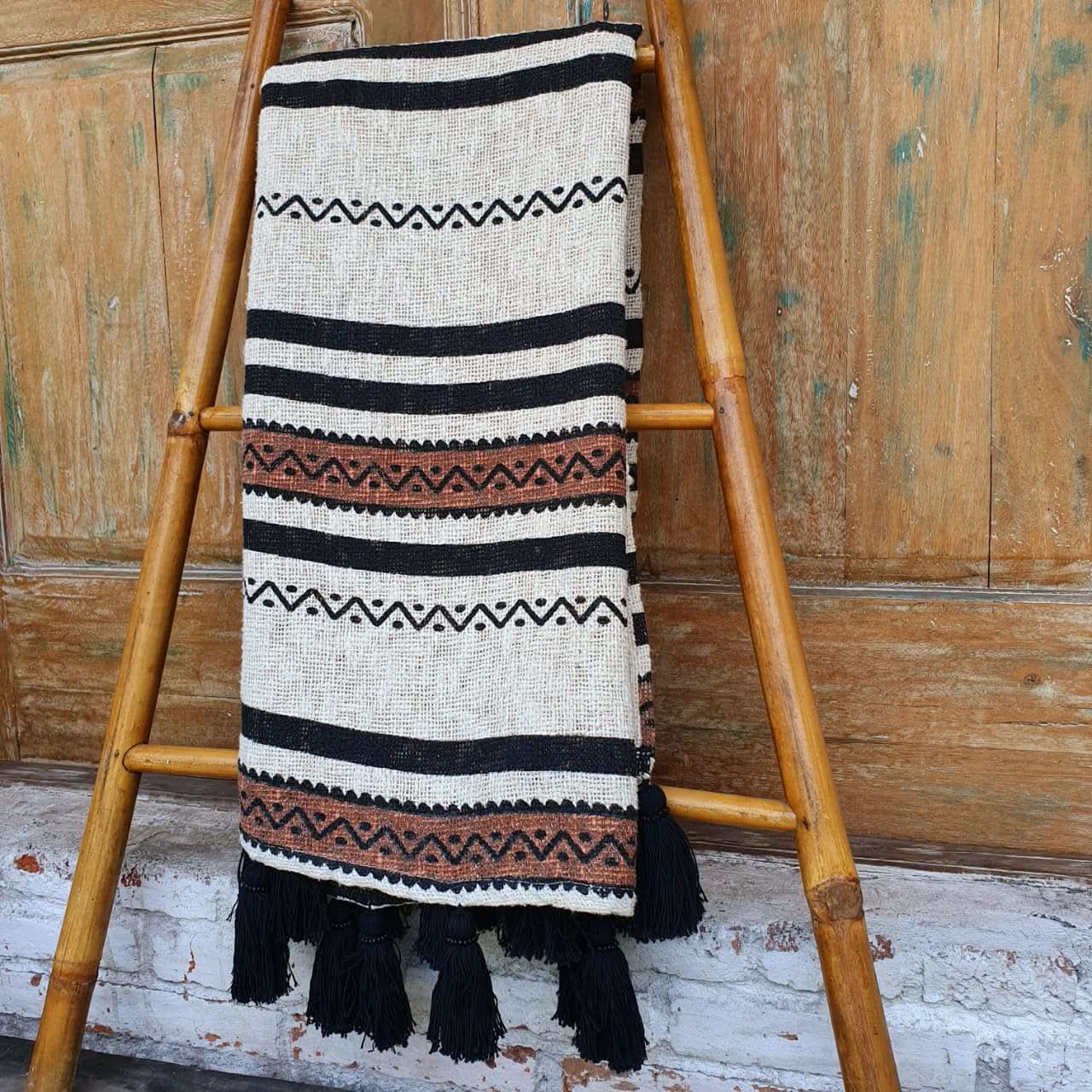Tribal Throw Blanket With Beaded Tassels - bohemian-beach-house