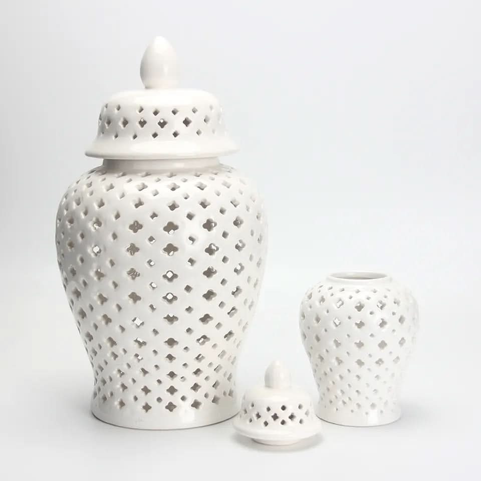 Open Ginger Jar Porcelain in White
