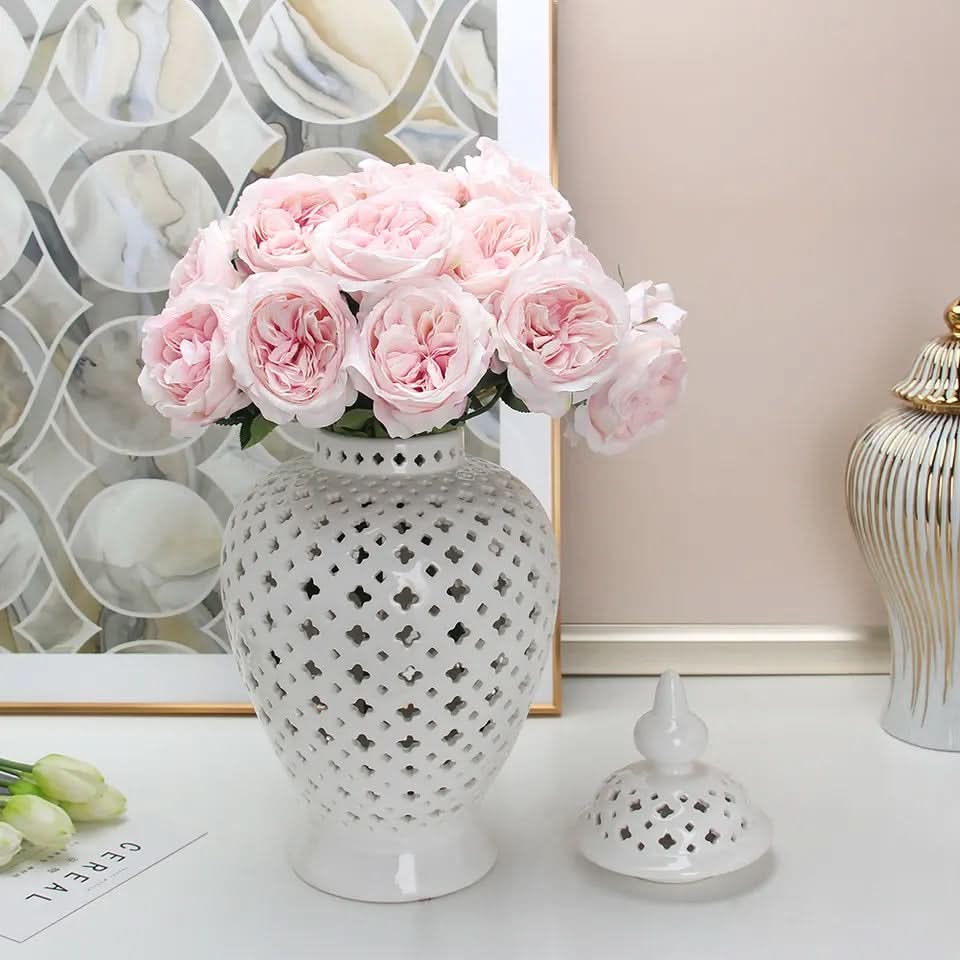 Open Ginger Jar Porcelain in White