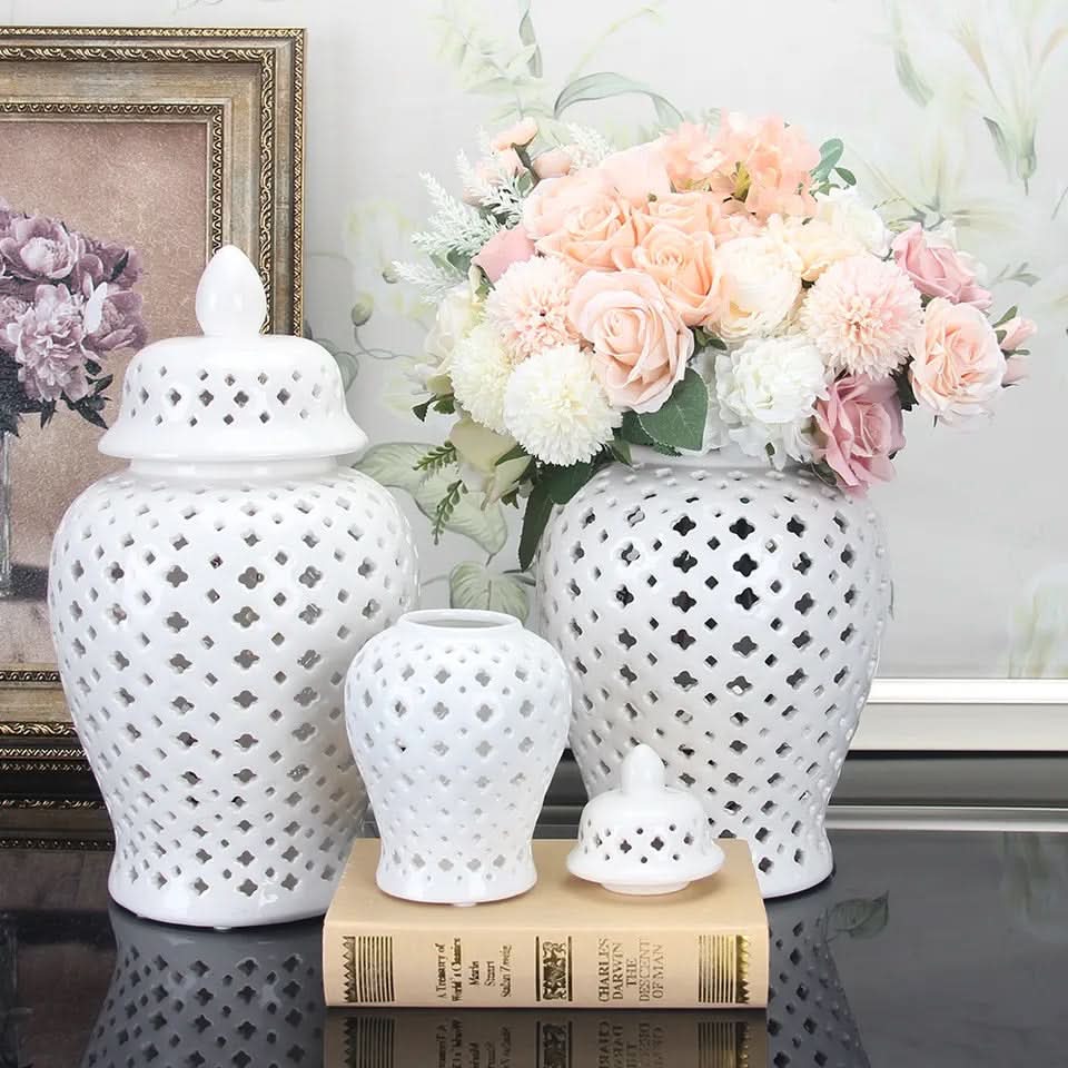 Open Ginger Jar Porcelain in White