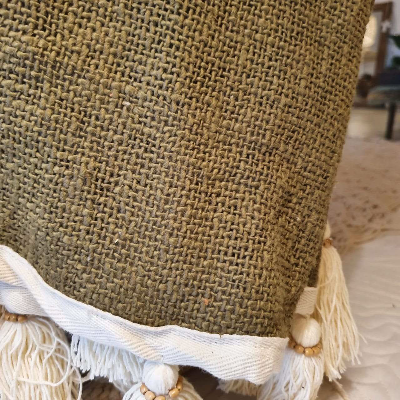 Gorgeous Forest Green Throw Blanket With Beaded Tassels - bohemian-beach-house