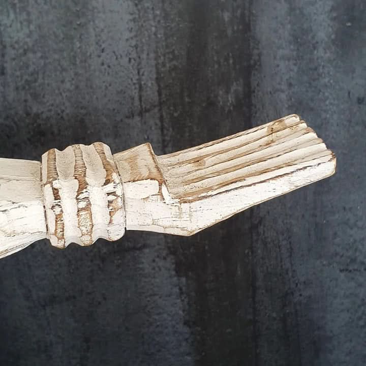 Set of Two Tribal Statues in White Wash