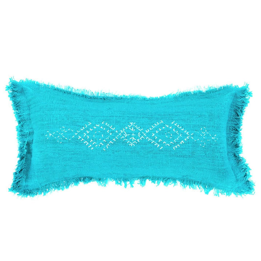 Lumbar Aqua Berber Pillow - bohemian-beach-house