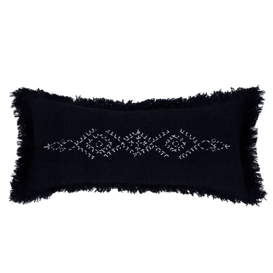 Lumbar Black Berber Pillow - bohemian-beach-house