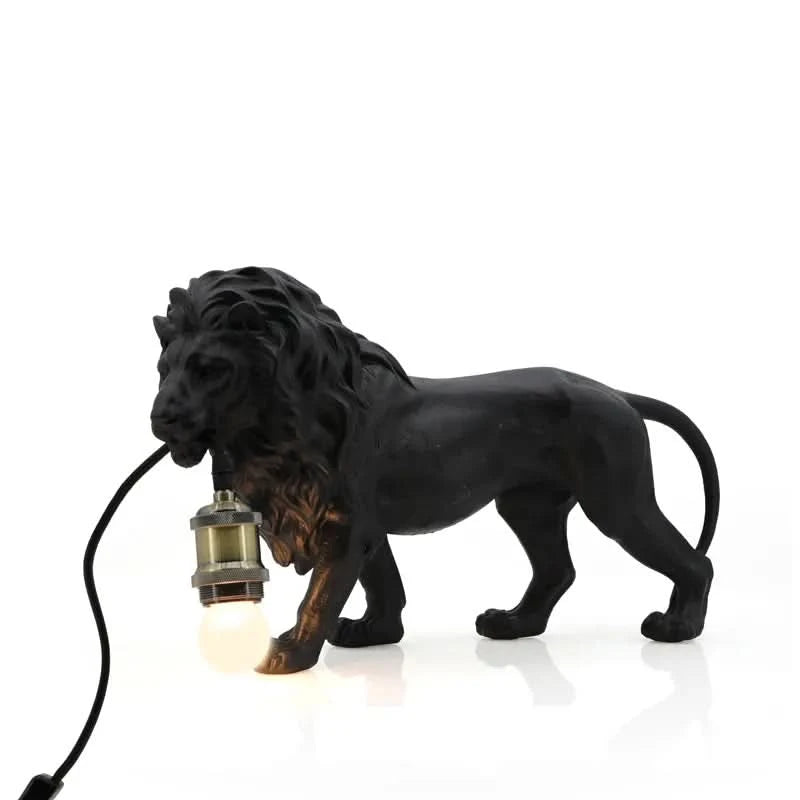 Lion Lamp in Gold and Black