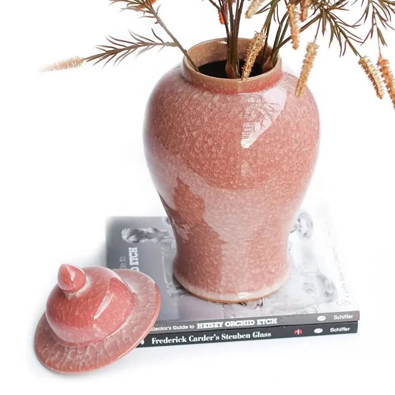 Lacquer Ginger Jar Porcelain in Coral
