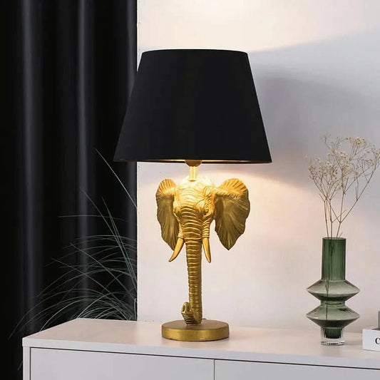 Elephant Table Lamp in Gold / Black Medium