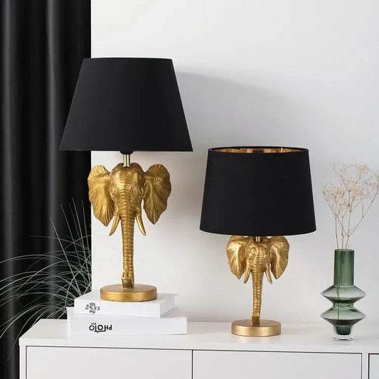 Elephant Table Lamp in Gold / Black Small