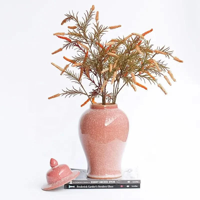 Lacquer Ginger Jar Porcelain in Coral