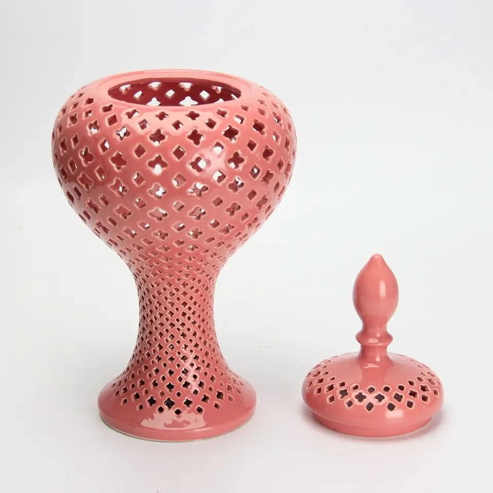 Open Ginger Jar Porcelain in Salmon