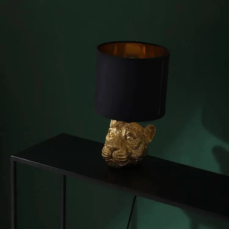 Leopard Head Table Lamp