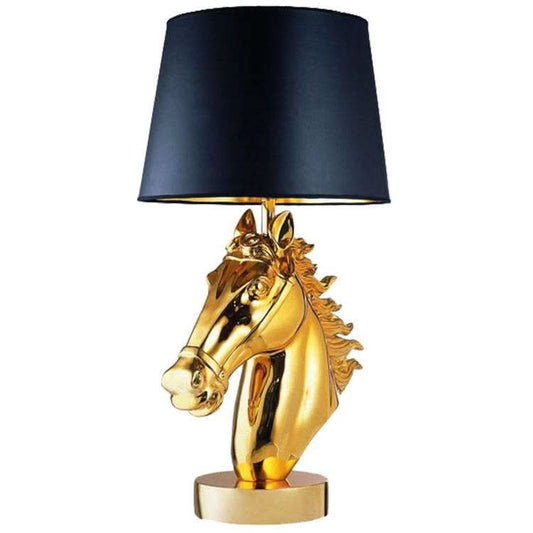 Modern Horse Head Table Lamp in Gold