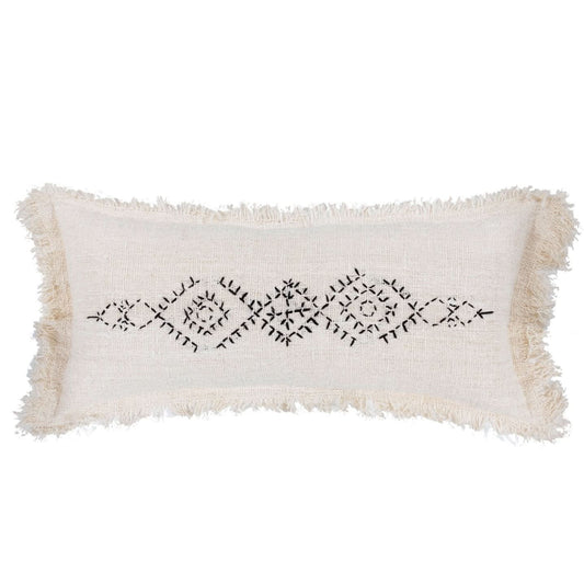 Lumbar ivory Berber Pillow - bohemian-beach-house