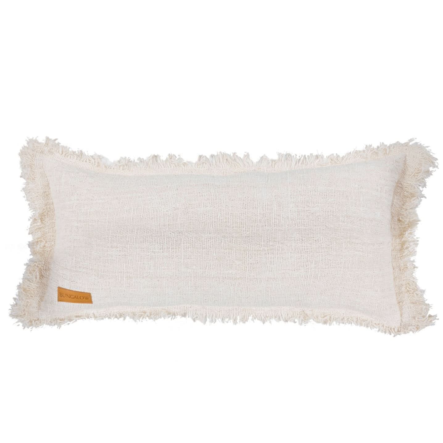 Lumbar ivory Berber Pillow - bohemian-beach-house