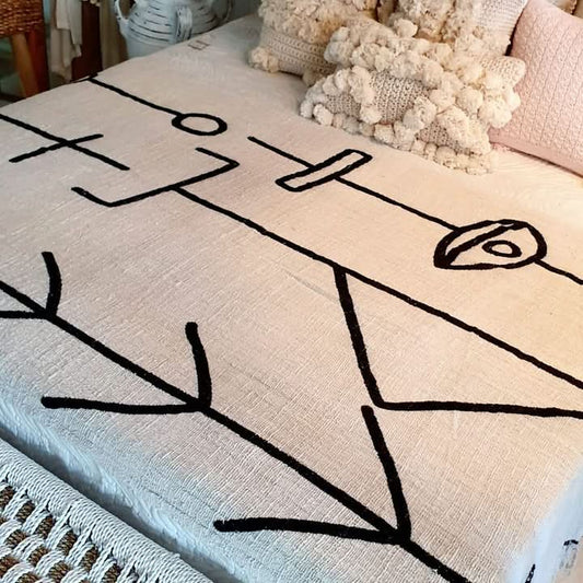 Jeté Tribal Arrow en noir et ivoire