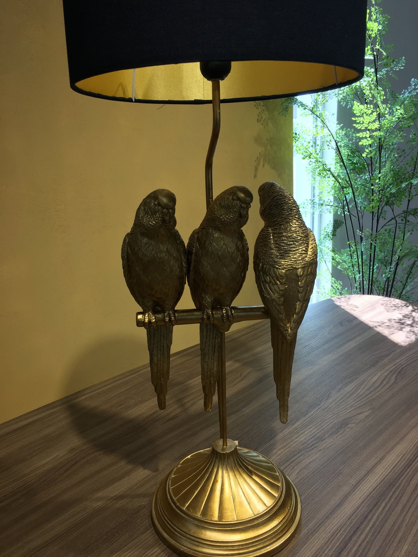 Three Monkeys Table Lamp in Gold Resin