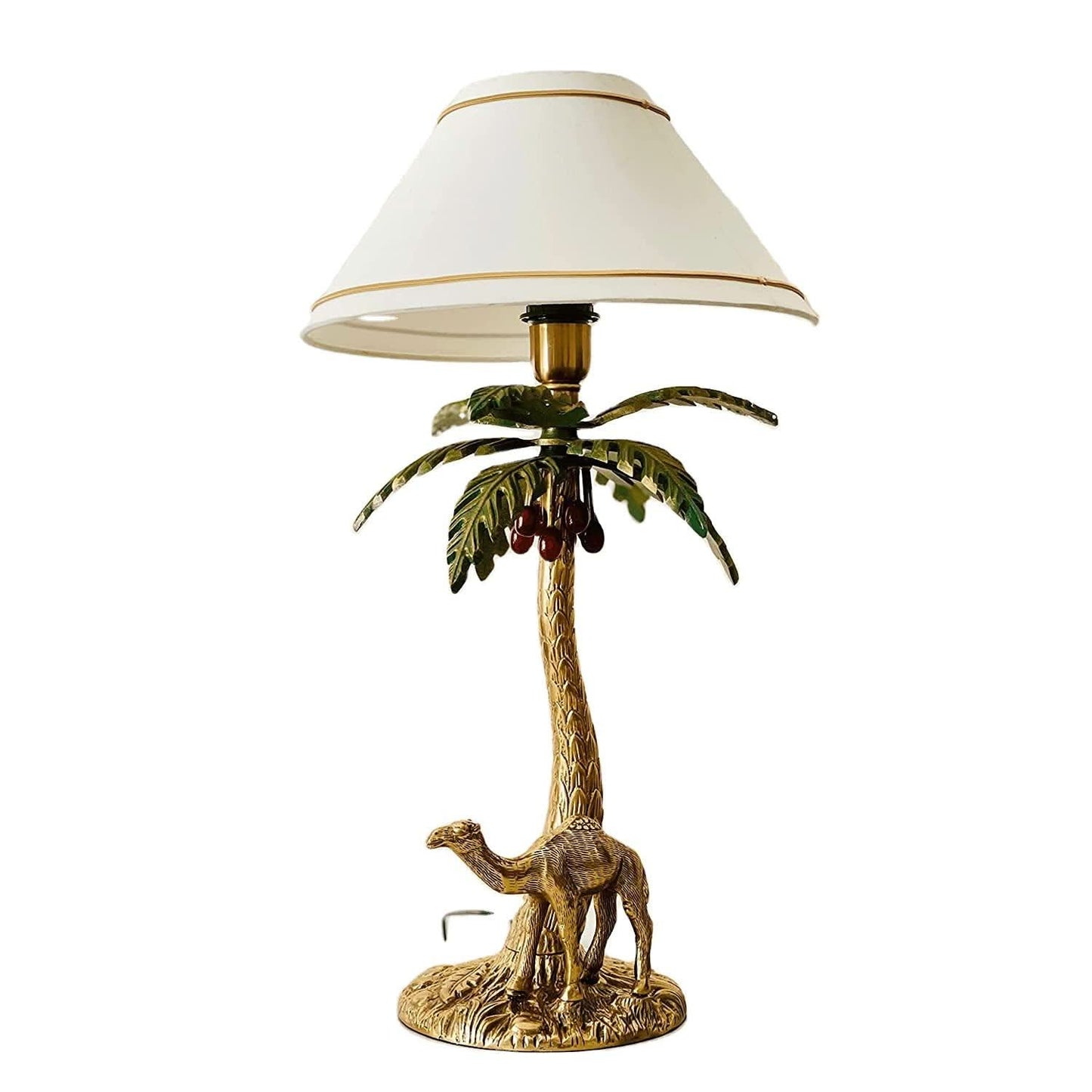 Camel and Palm Tree Antique Brass Gold Metal Table Lamp