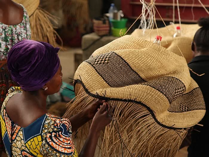 Très grand panier de lampe Wave en naturel