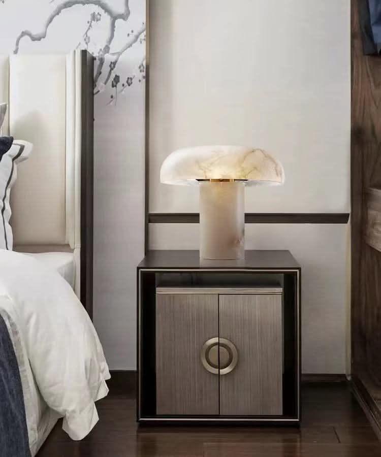 Carved Alabaster Table Lamp