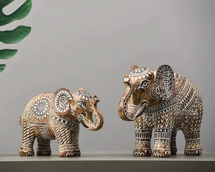 Safari Elephant Resin Statue Small