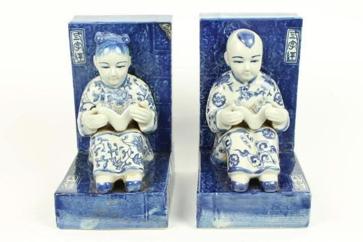 Chinese Children Ceramic Book Ends