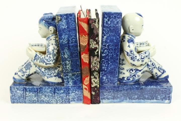 Chinese Children Ceramic Book Ends
