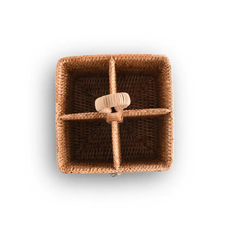 Nautical Woven Rattan Caddy with Anchor