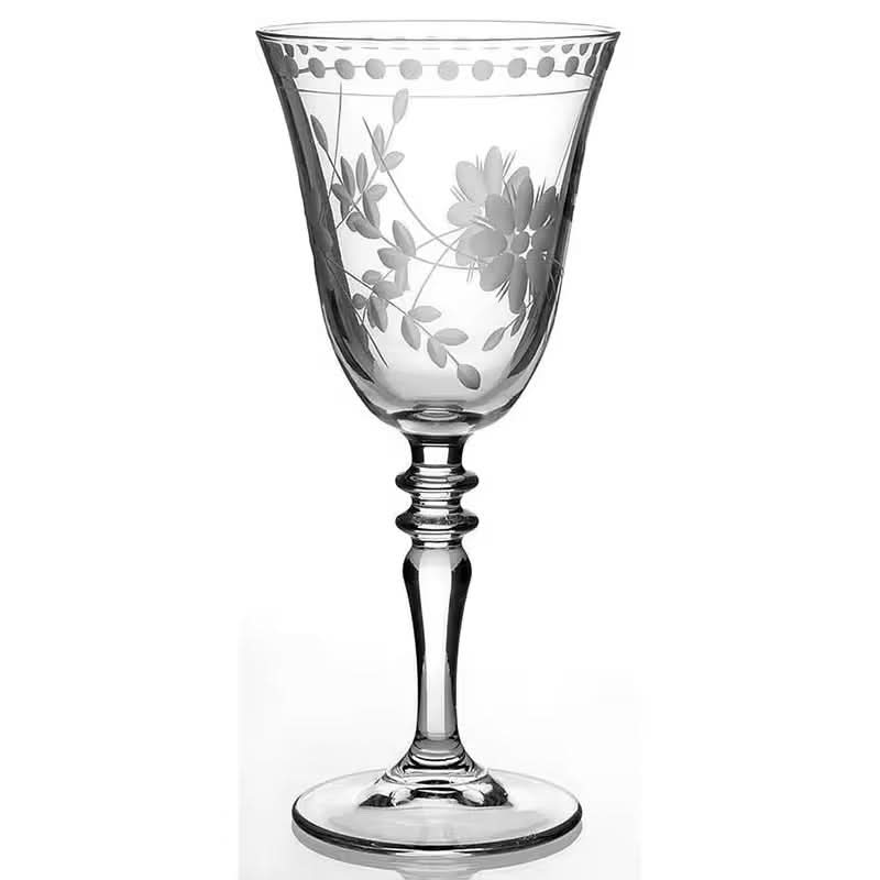 Set of 4 Vintage Engraved Hand Blown Wine Glasses