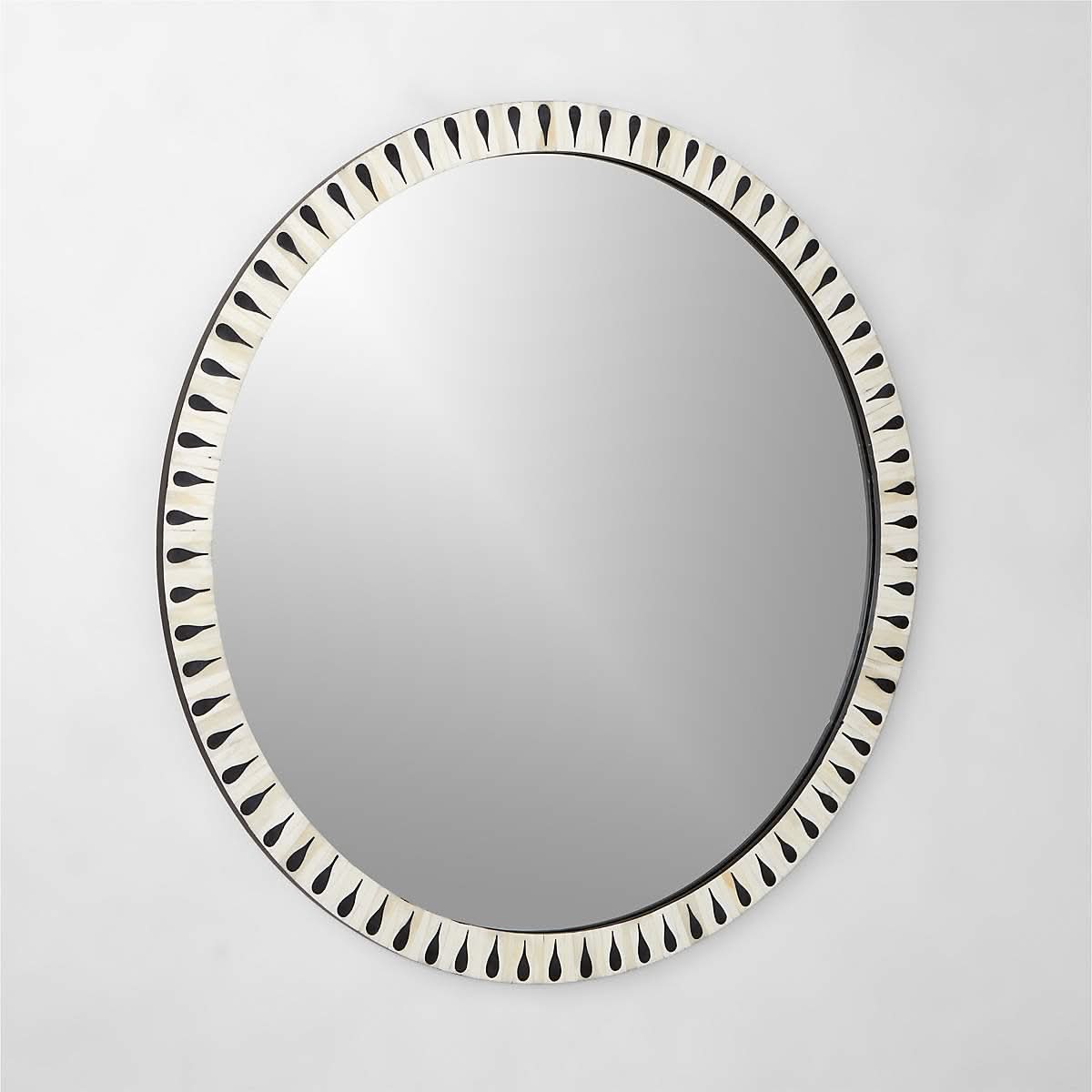Bone Inlay Round Mirror