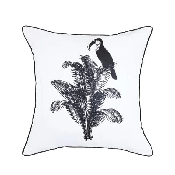 Toucan Throw Pillow in Black and White