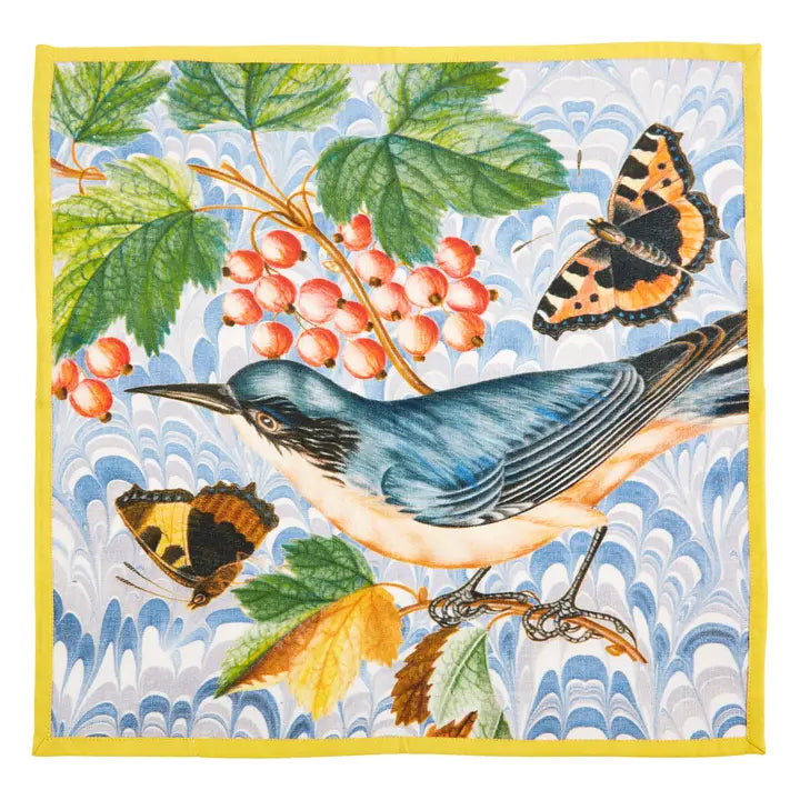 Set of 6 Flora and Fauna Printed Napkins