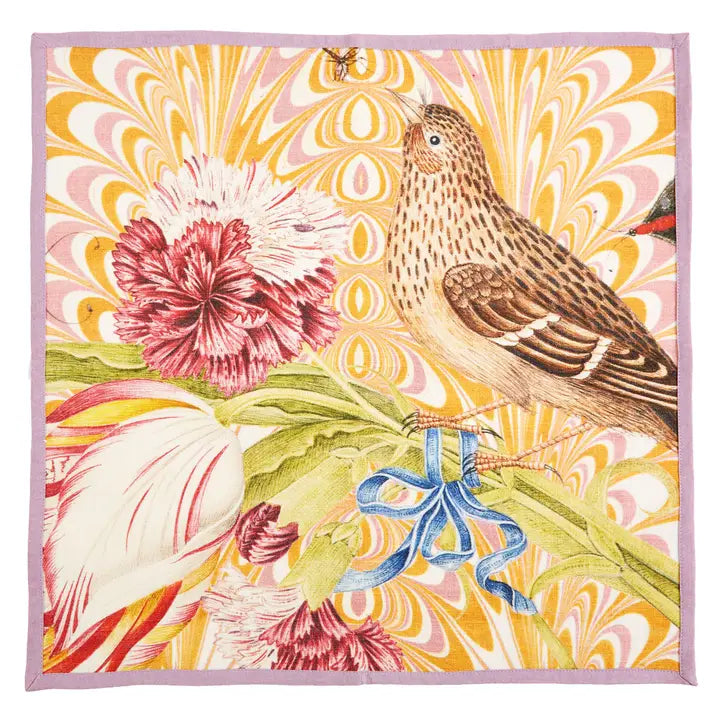 Set of 6 Flora and Fauna Printed Napkins