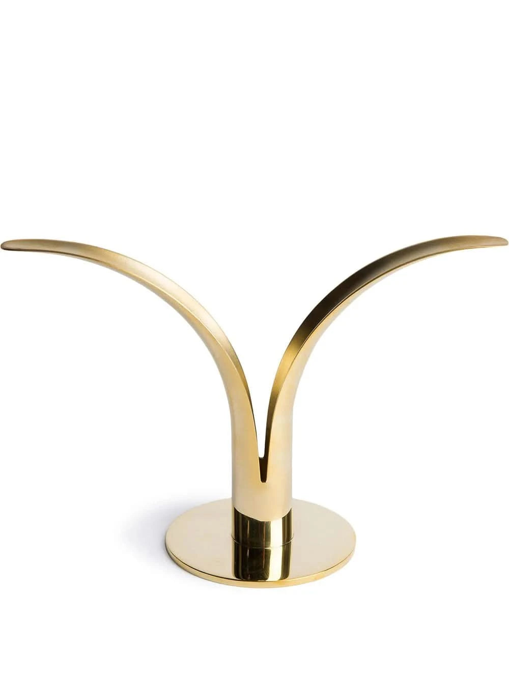Set of Two Brass Lily Swedish MCM Candle Holders