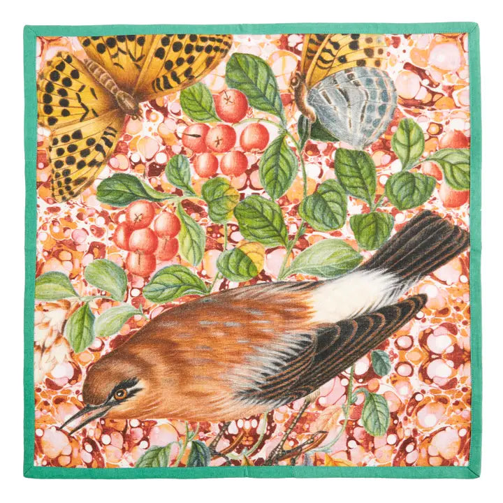 Set of 6 Flora and Fauna Printed Napkins