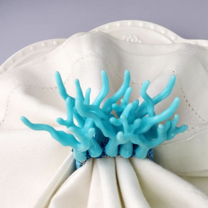 Set of 6 Acrylic Coral Napkin Rings in Multiple Colors